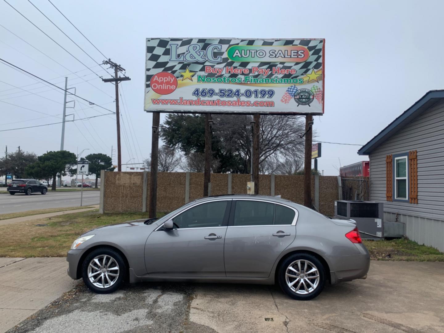 2008 Gray /Black Infiniti G35 Base (JNKBV61E28M) with an 3.5L V6 DOHC 24V engine, Automatic transmission, located at 1830 North Belt Line Road, Irving, TX, 75061, (469) 524-0199, 32.834373, -96.993584 - Photo#0